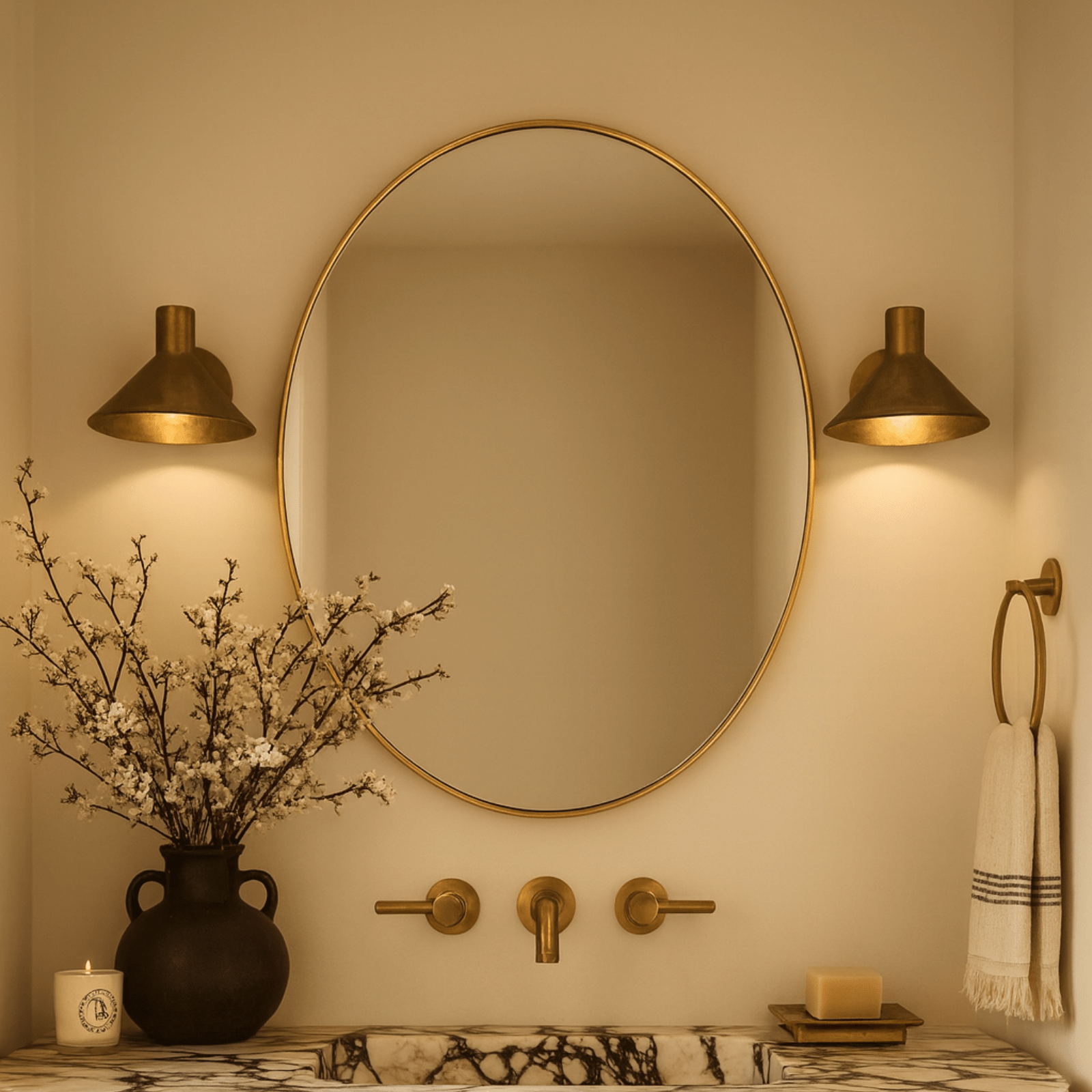Javell Modern Oval Wall Mirrors GC-0Y001 Black 20x30" TEHOME