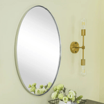 Javell Modern Oval Wall Mirrors GC-0Y007 Brushed Gold 20x30" TEHOME
