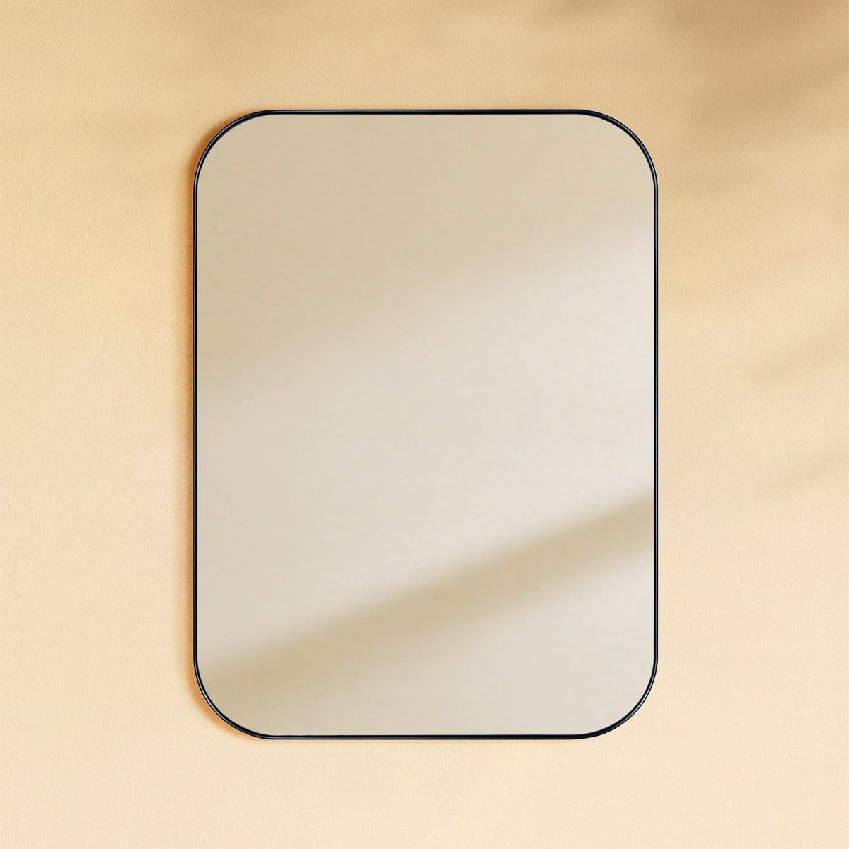 TEHOME Josilyn Black 30x22 Mid-Century Rectangle Wall Mirrors with Rounded Corners Front View