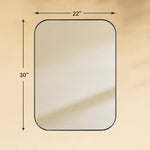 TEHOME Josilyn Black 30x22 Mid-Century Rectangle Wall Mirrors with Rounded Corners Front View Size
