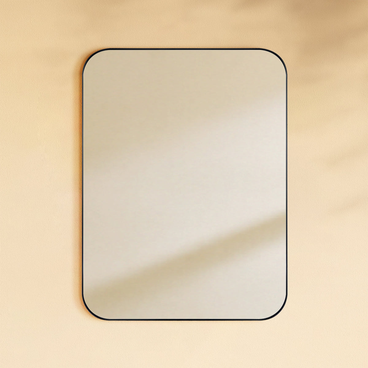 TEHOME Josilyn Black 36x48 Mid-Century Rectangle Wall Mirrors with Rounded Corners Front View