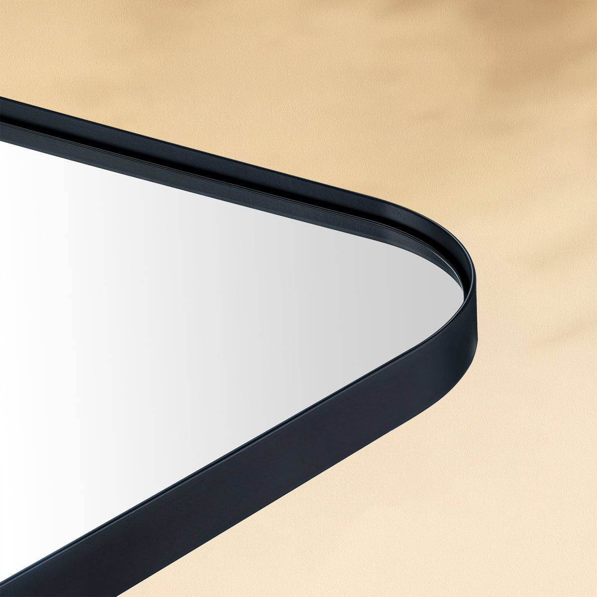 TEHOME Josilyn Black Mid-Century Rectangle Wall Mirrors with Rounded Corners Detail View2