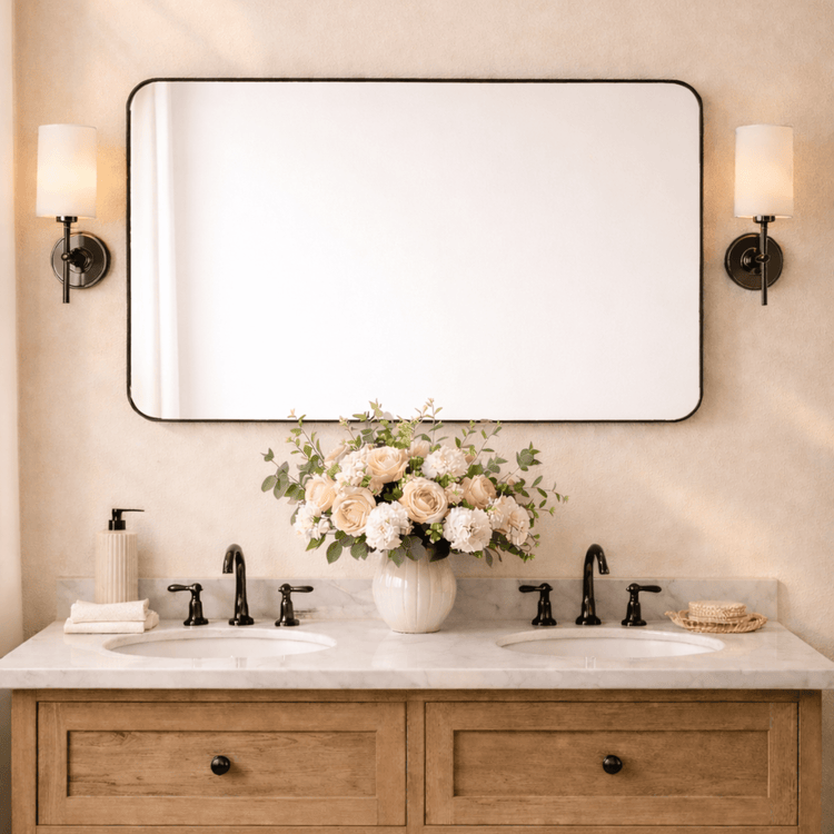 TEHOME Josilyn Mid - Century Rectangle Wall Mirrors with Rounded Corners Black 