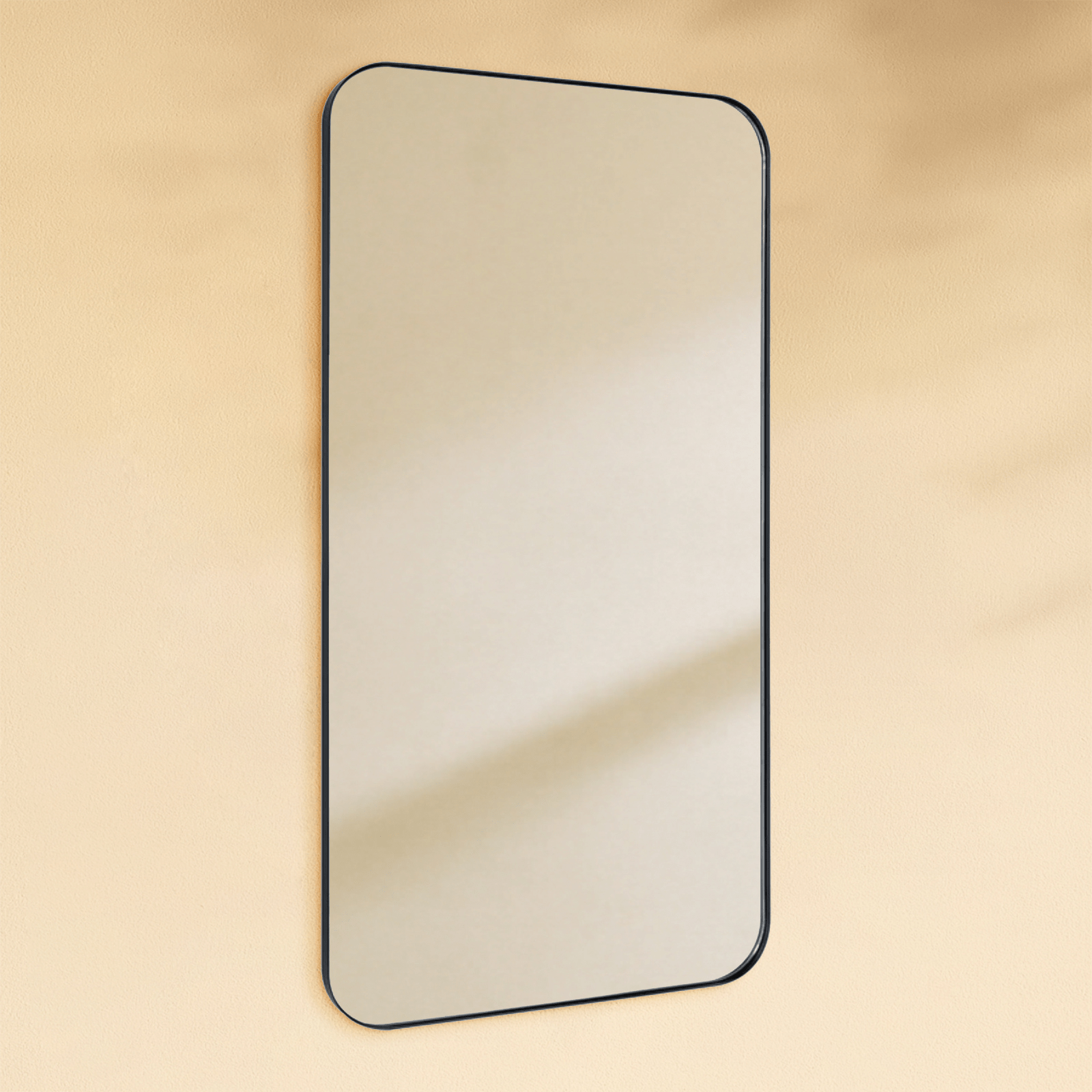 Josilyn Mid - Century Rectangle Wall Mirrors with Rounded Corners GC-0Y010 Brushed Gold 22x30" TEHOME