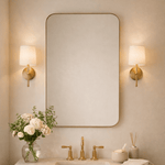 Josilyn Mid - Century Rectangle Wall Mirrors with Rounded Corners GC-0Y010 Brushed Gold 22x30" TEHOME