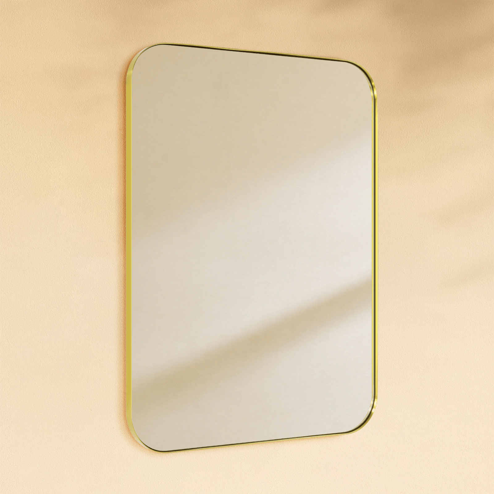 Josilyn Mid - Century Rectangle Wall Mirrors with Rounded Corners GC-0Y010 Brushed Gold 22x30" TEHOME