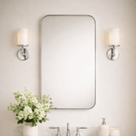 Josilyn Mid - Century Rectangle Wall Mirrors with Rounded Corners GC-0Y010 Brushed Gold 22x30" TEHOME