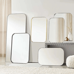 Josilyn Mid - Century Rectangle Wall Mirrors with Rounded Corners GC-0Y009 Black 22x30" TEHOME