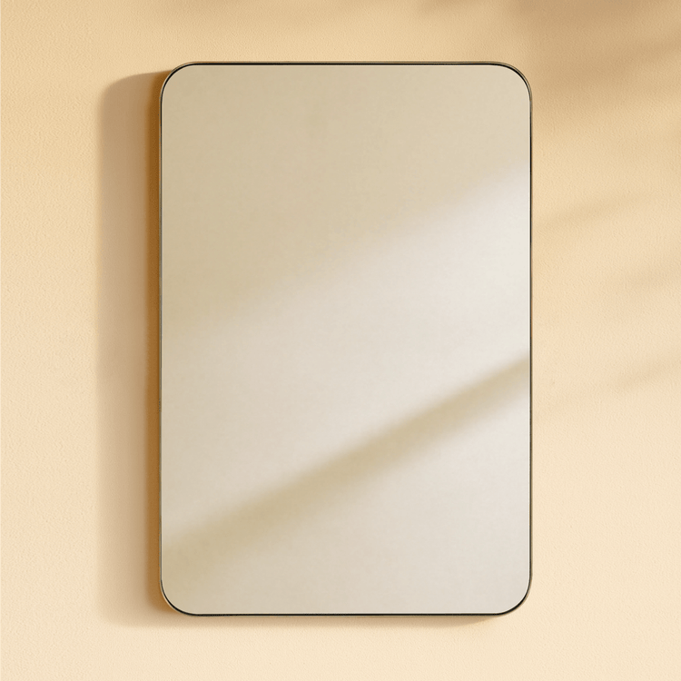 Kengston Modern Rectangle Bathroom Mirrors with Rounded Corners GC-00799 Antique gold 20x30" TEHOME