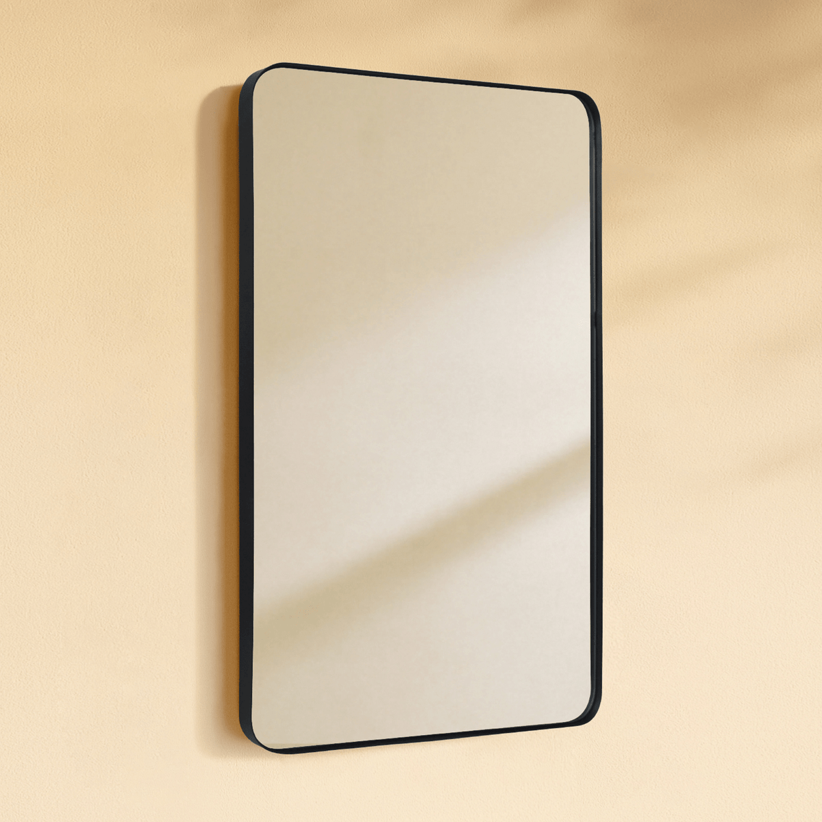 Kengston Modern Rectangle Bathroom Mirrors with Rounded Corners GC-00126 Black 24x36" TEHOME