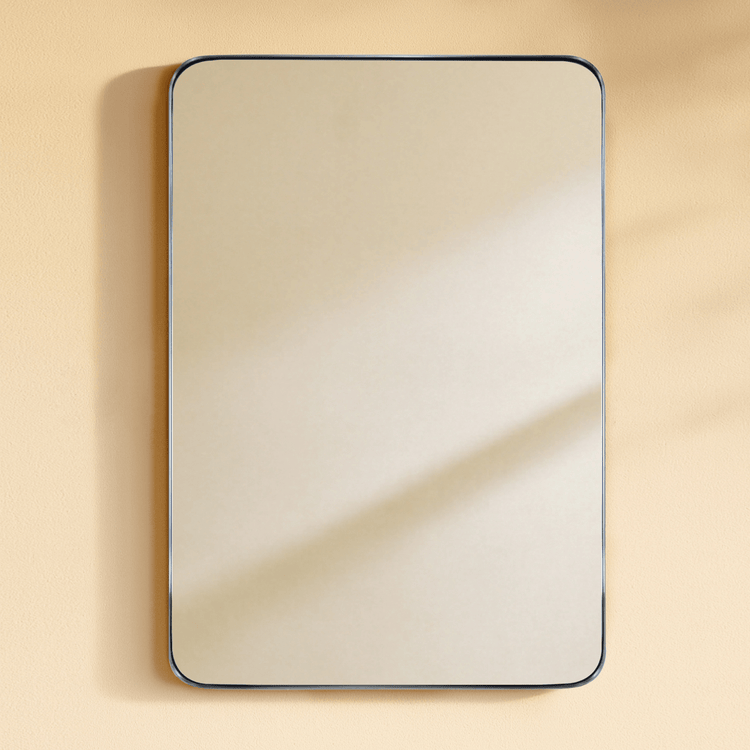 Kengston Modern Rectangle Bathroom Mirrors with Rounded Corners GC-00202 Brushed Nickel 24x36" TEHOME