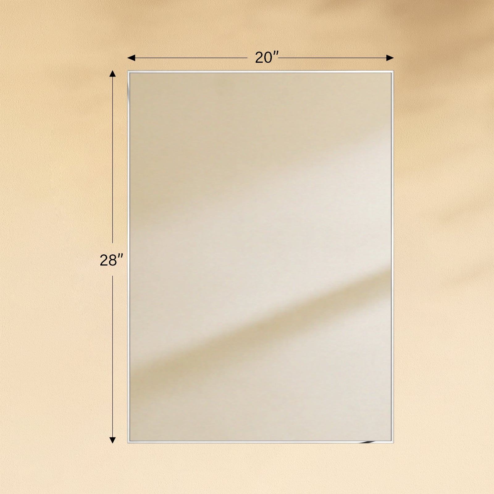 TEHOME Kessie 20x28" Chrome Modern Rectangle Bathroom Mirrors Front View Size