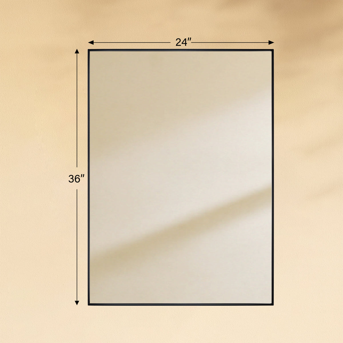 TEHOME Kessie 24x36" Black Modern Rectangle Bathroom Mirrors Front View Size