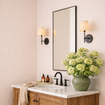 TEHOME Kessie black modern rectangle bathroom mirror, side view