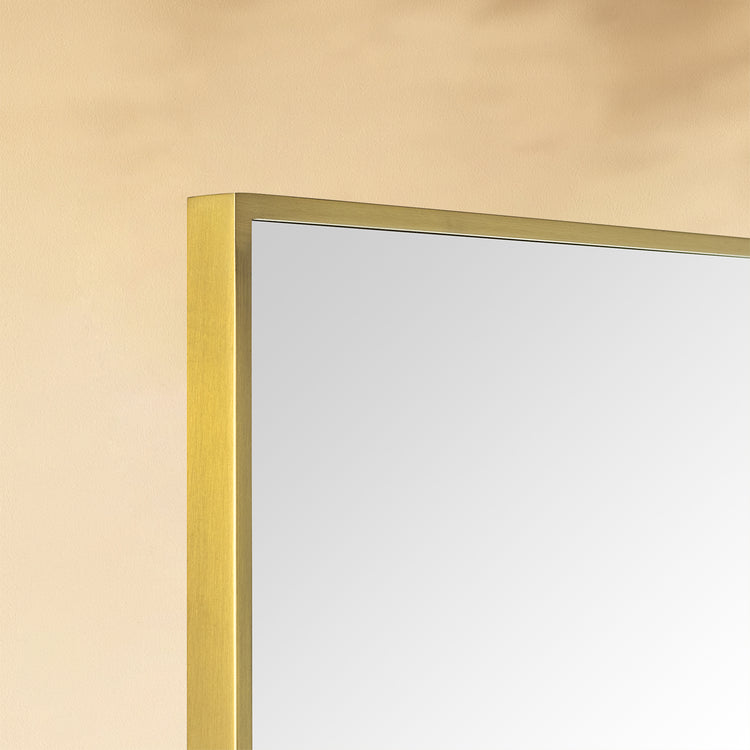 TEHOME Kessie Brushed Gold Modern Rectangle Bathroom Mirrors Detail View1