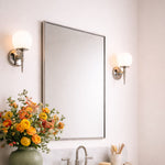TEHOME Kessie Chrome Rectangle Wall Mirror, Bathroom Vanity Mirror Front View