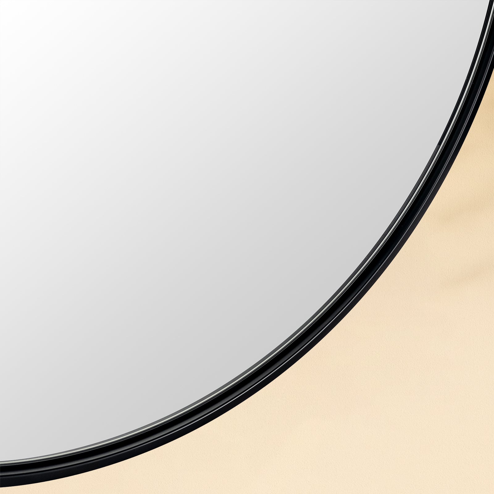TEHOME Korra Black Modern Round Wall Mirror Detail View