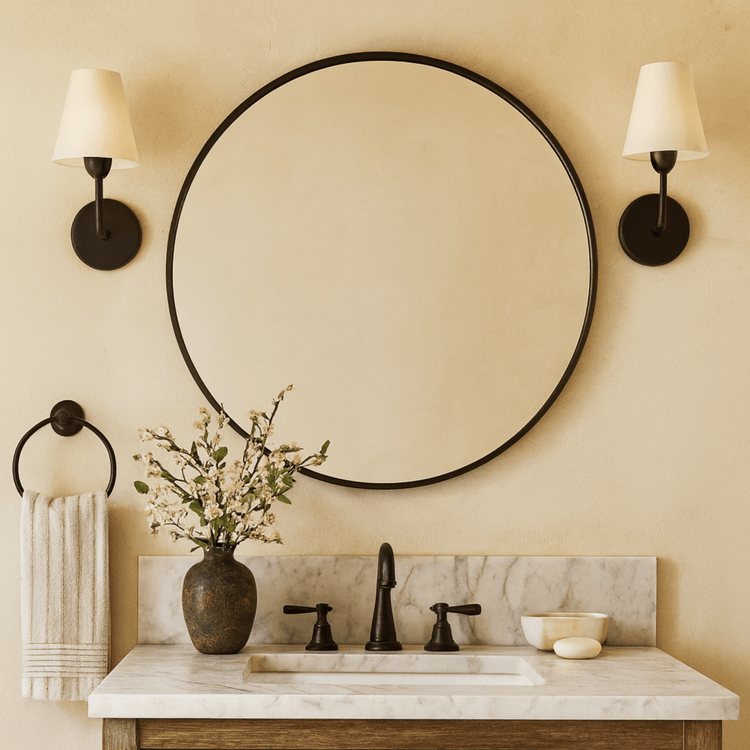 TEHOME Korra Modern Round Wall Mirrors Oil Rubbed Bronze Front View