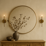 Korra Modern Round Wall Mirrors GC-JL0007 Brushed Gold 30"Dia TEHOME