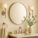 Korra Modern Round Wall Mirrors GC-JL0007 Brushed Gold 30"Dia TEHOME