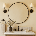Korra Modern Round Wall Mirrors GC-JL0005 Black 30"Dia TEHOME