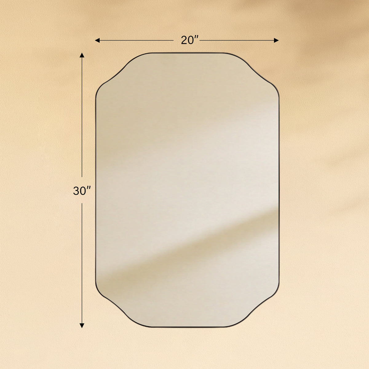 TEHOME Kudi Modern Scalloped Bathroom Mirror Metal Framed in Black finish,20x30'',Front View Size