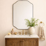TEHOME Kudi Modern Scalloped Bathroom Mirror Metal Framed in Black finish,20x30''