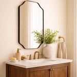 TEHOME Kudi Modern Scalloped Wall Mirrors Metal Framed in Black finish,20x30''