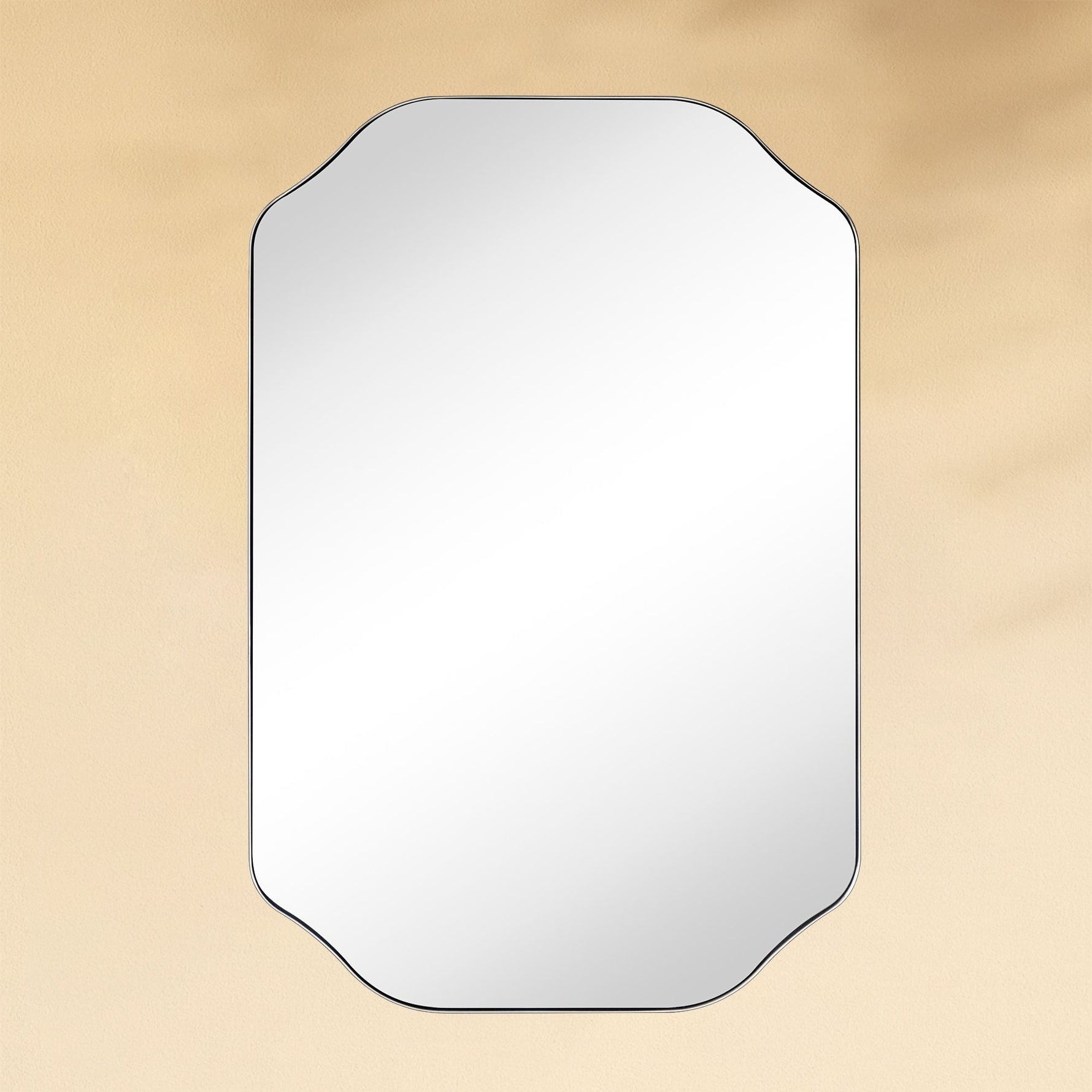 TEHOME Kudi Modern Scalloped Wall Mirrors Metal Framed in Brushed Gold finish,Detail View