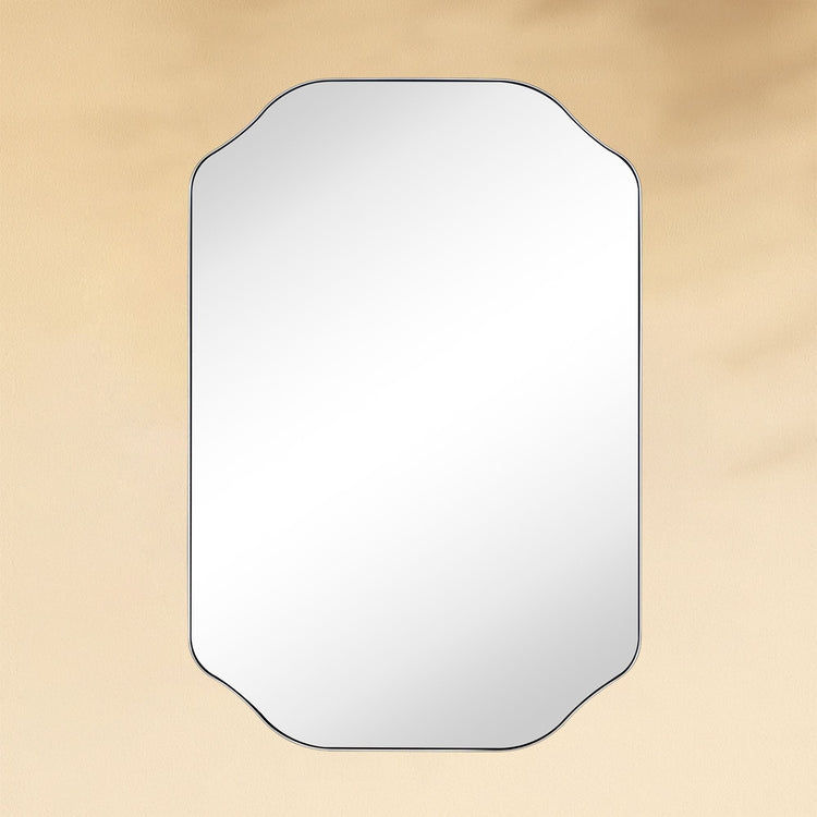 TEHOME Kudi Modern Scalloped Bathroom Mirror Metal Framed in Chrome finish,20x30'',Front View