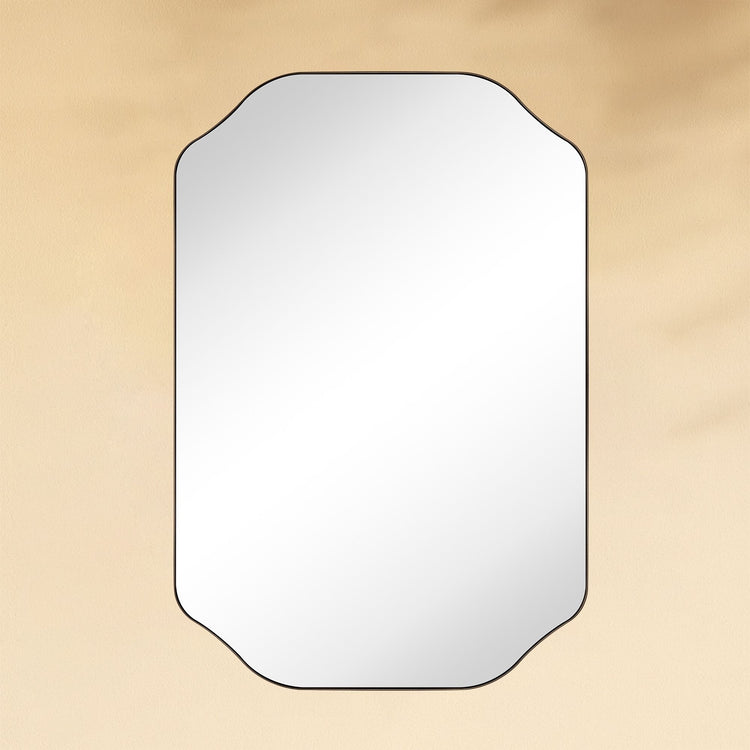 TEHOME Kudi Modern Scalloped Bathroom Mirror Metal Framed in Oil Rubbed Bronze finish,20x30'',Front View