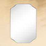 TEHOME Kudi Modern Scalloped Bathroom Mirror Metal Framed in Brushed Nickel finish,24x36",Front View