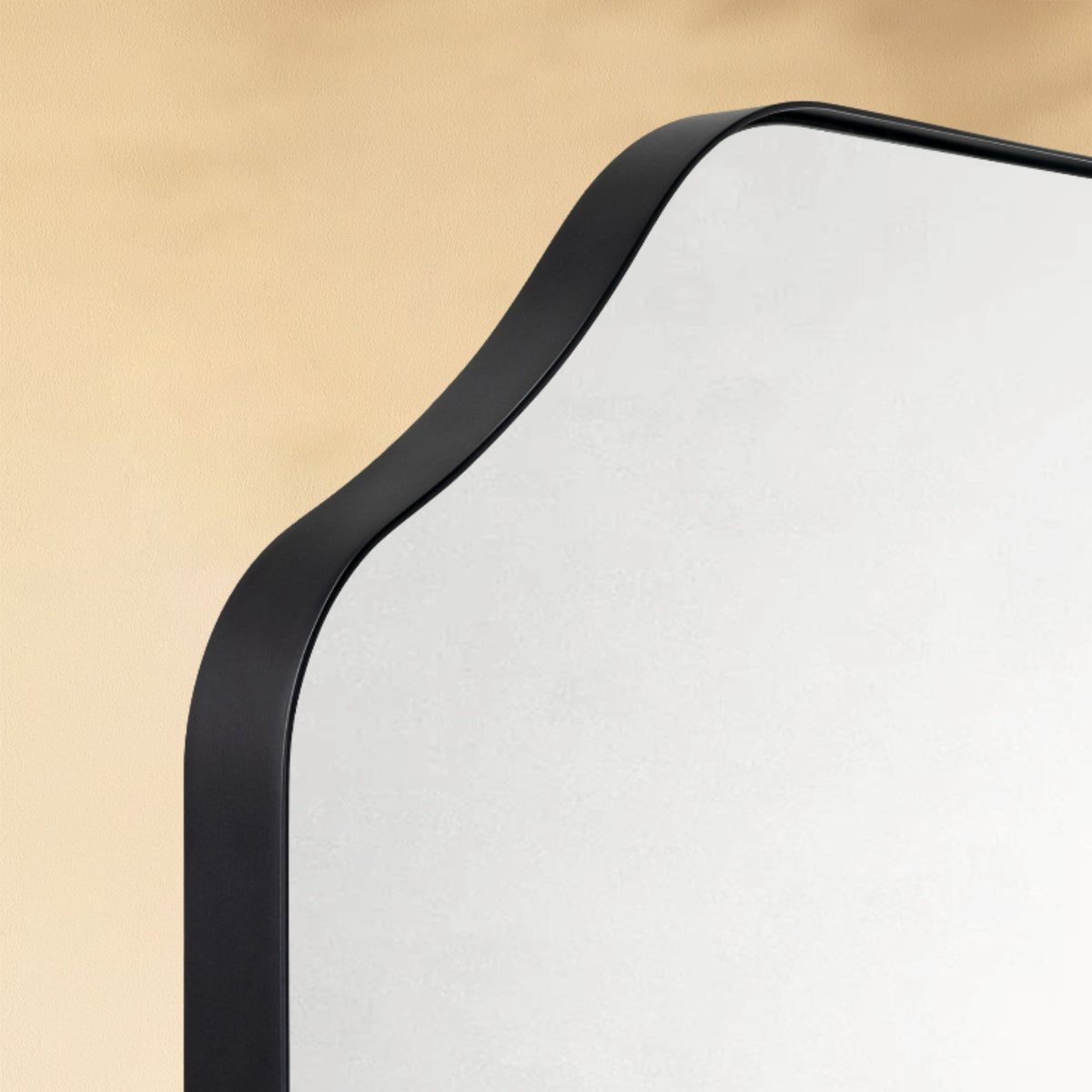 TEHOME Kudi Modern Scalloped Bathroom Mirror Metal Framed in Black finish,Detail View