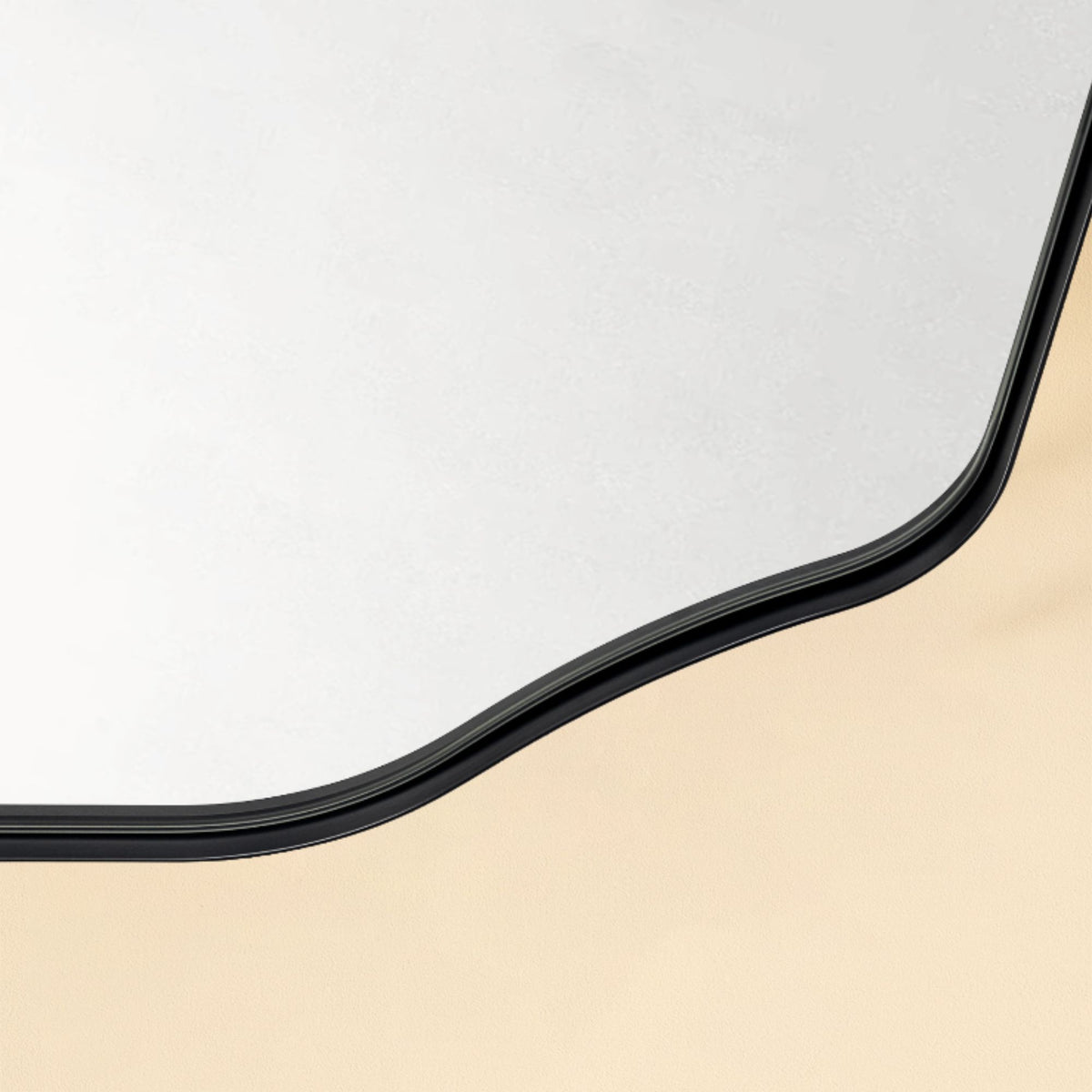 TEHOME Kudi Modern Scalloped Wall Mirrors Metal Framed in Black finish,Detail View