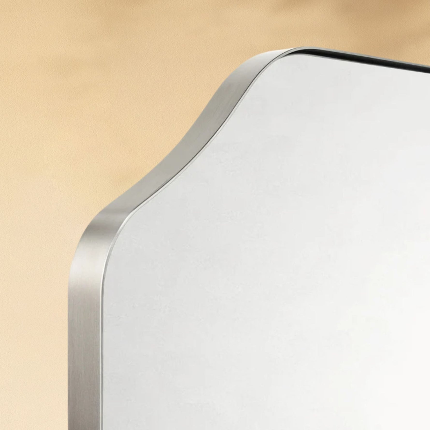 TEHOME Kudi Modern Scalloped Wall Mirrors Metal Framed in Brushed Nickel finish,Detail View