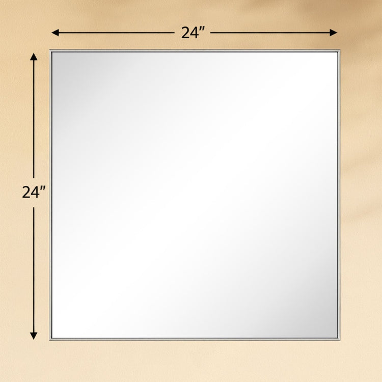TEHOME Lilan Modern Small Square Wall Mirror with Metal Frame in Brushed Nickel Finish, 24'' x 24'', Front View Size