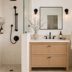 TEHOME Lilan Modern Small Square Bathroom Mirror with Metal Frame in Matt Black Finish, 24'' x 24'', Single Vanity Front View