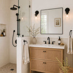 TEHOME Lilan Modern Small Square Bathroom Mirror with Metal Frame in Matt Black Finish, 24'' x 24'', Single Vanity Side View