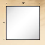 TEHOME Lilan Modern Small Square Wall Mirror with Metal Frame in Matt Black Finish, 24'' x 24'', Front View Size