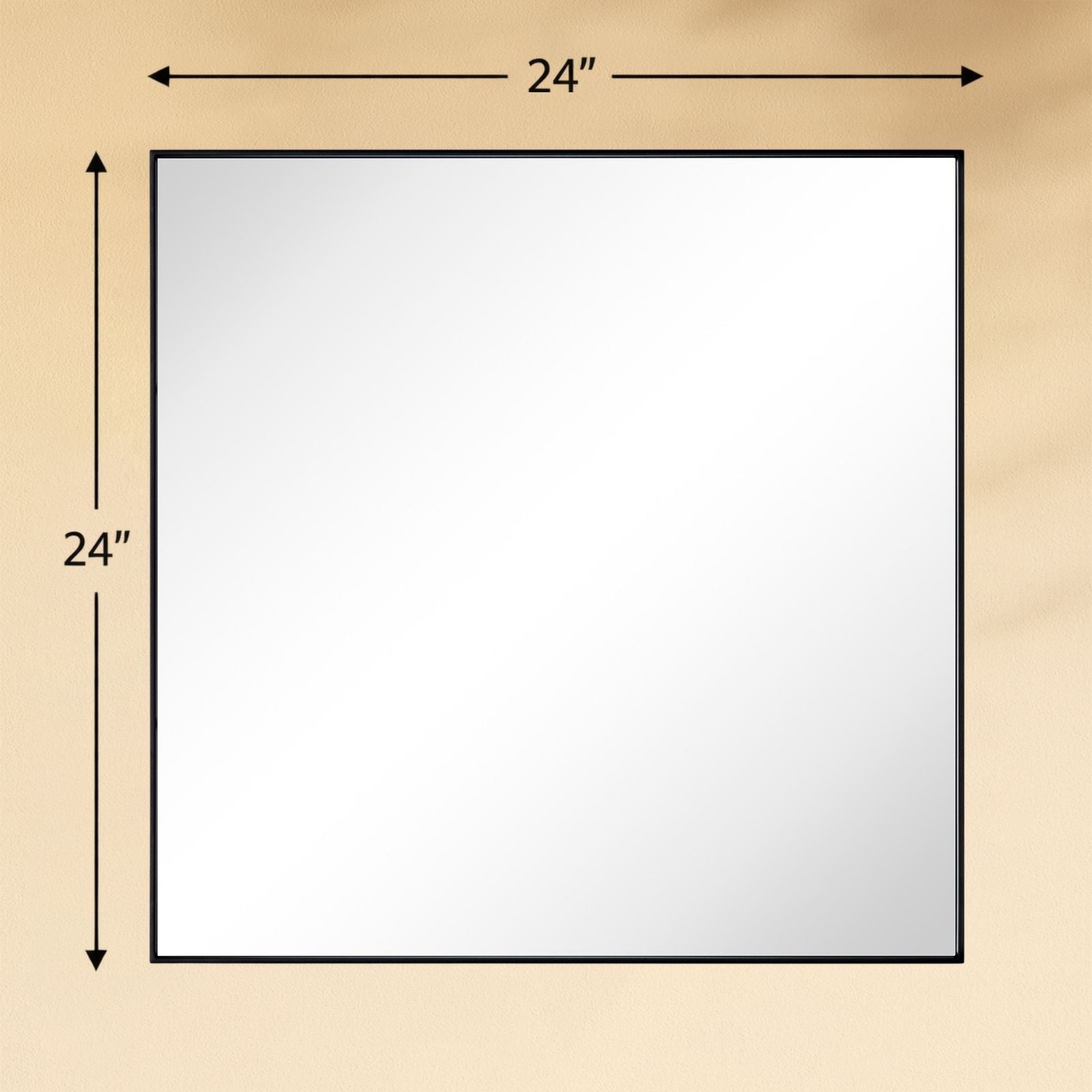 TEHOME Lilan Modern Small Square Wall Mirror with Metal Frame in Matt Black Finish, 24'' x 24'', Front View Size
