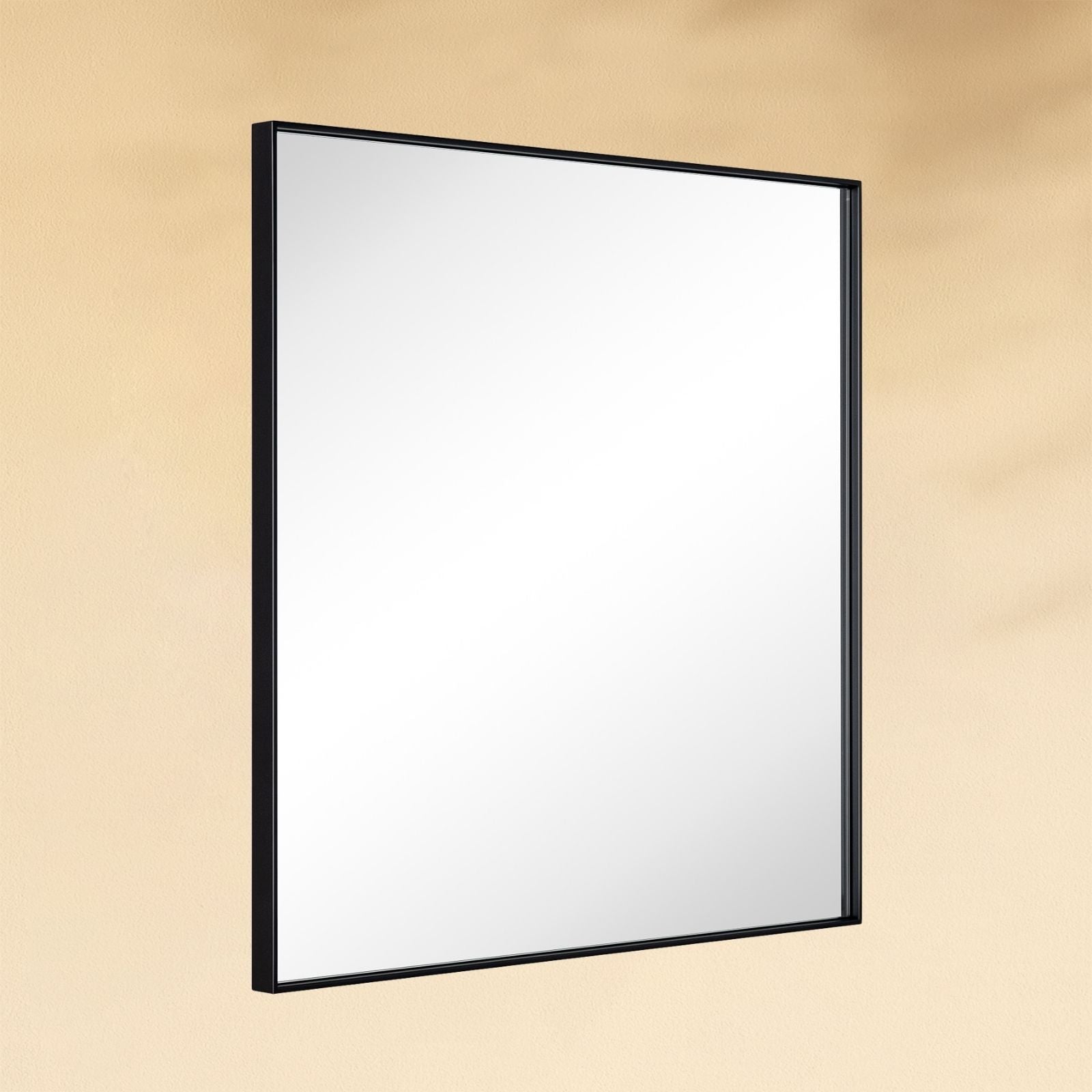 TEHOME Lilan Modern Small Square Wall Mirror with Metal Frame in Matt Black Finish, Side View