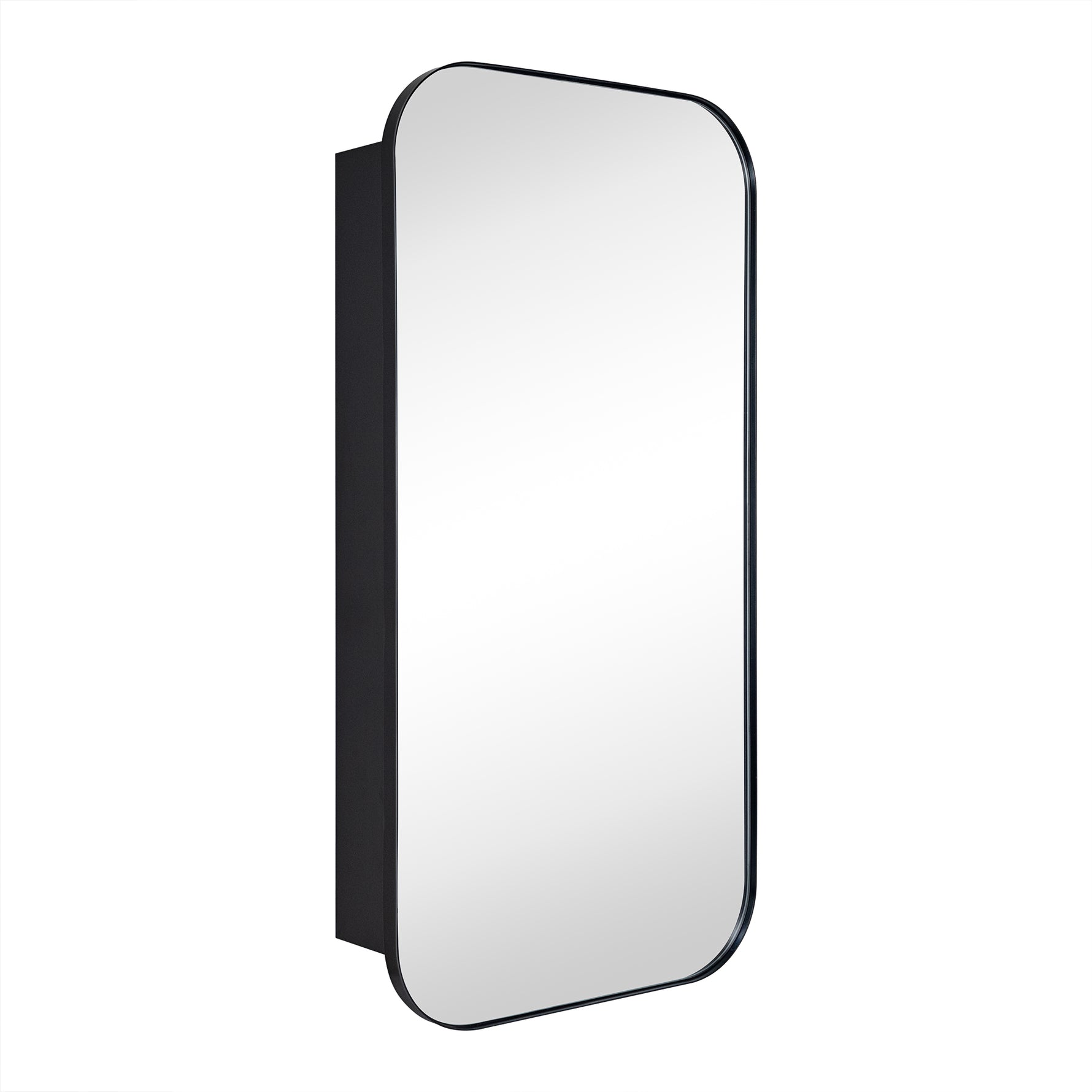 Adasu Mid - century Rectangle Recessed and Surface Mount Bathroom Medicine Cabinet with Mirrors GC-XB0018 Black 20x40" TEHOME