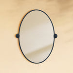 TEHOME Luecinda Black 20x30 Farmhouse Oval Bathroom Pivot Mirrors Front View