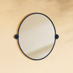 TEHOME Luecinda Black 24x19 Farmhouse Oval Bathroom Pivot Mirrors Front View