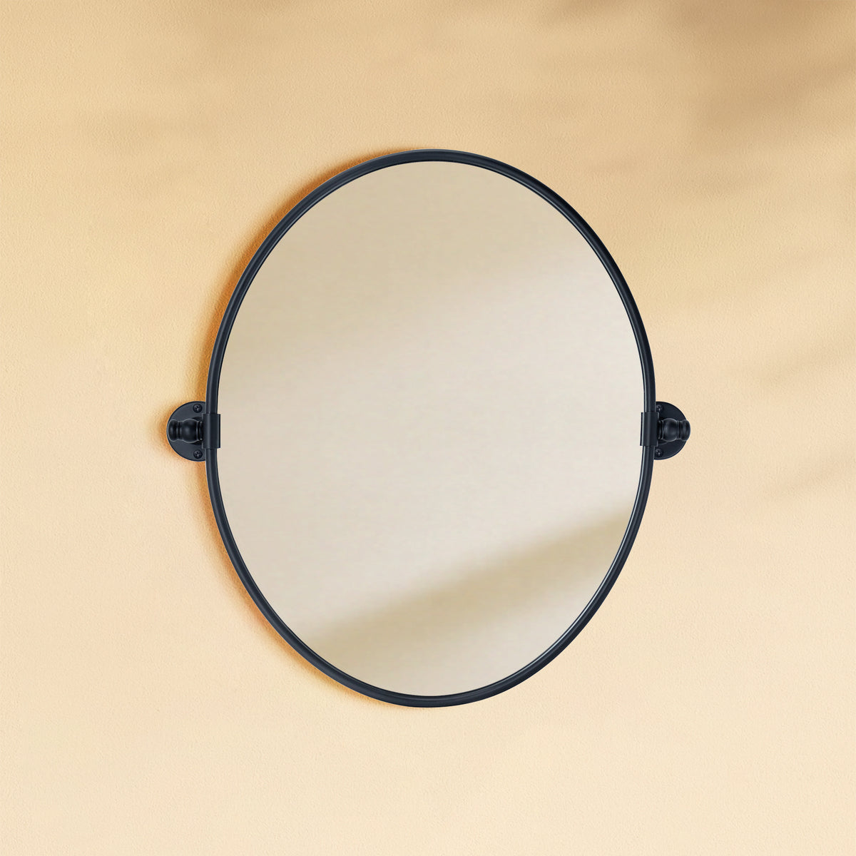 TEHOME Luecinda Black 24x19 Farmhouse Oval Bathroom Pivot Mirrors Front View