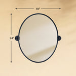 TEHOME Luecinda Black 24x19 Farmhouse Oval Bathroom Pivot Mirrors Front View Size