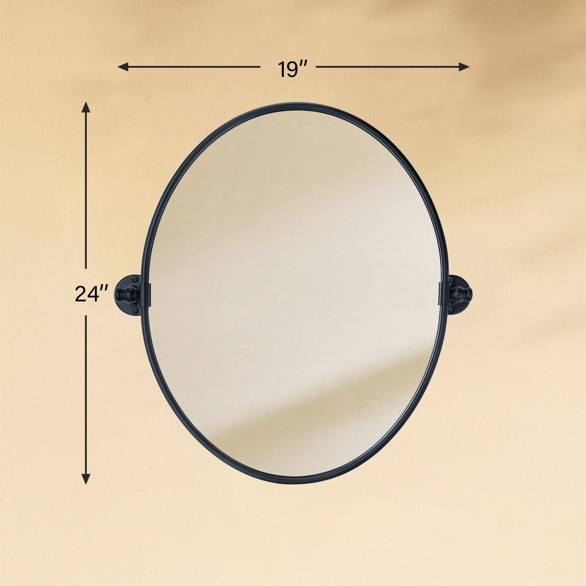 TEHOME Luecinda Black 24x19 Farmhouse Oval Bathroom Pivot Mirrors Front View Size