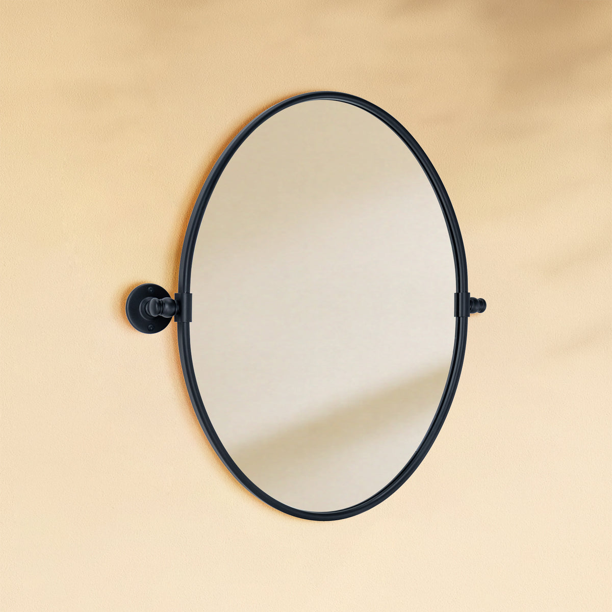 TEHOME Luecinda Black 24x19 Farmhouse Oval Bathroom Pivot Mirrors Side View