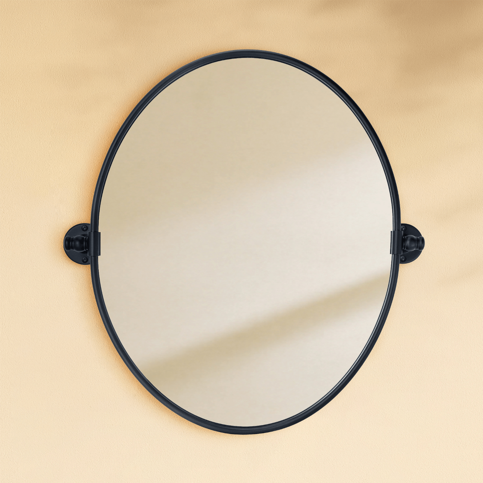 Luecinda Farmhouse Oval Bathroom Pivot Mirrors GC-00315 Black 19x24" TEHOME