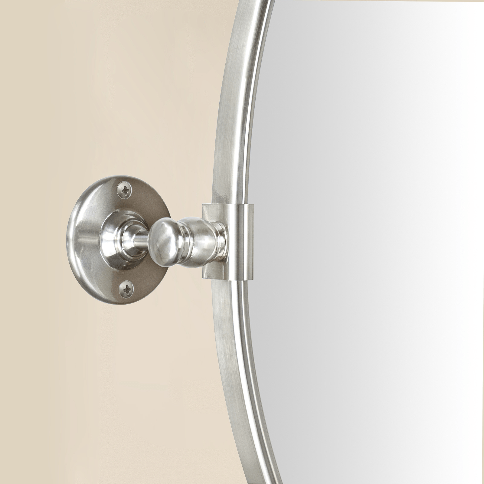 Luecinda Farmhouse Oval Bathroom Pivot Mirrors GC-00317 Brushed Nickel 19x24" TEHOME